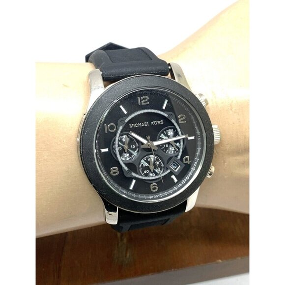 Michael Kors Men's Watch MK8107 Quartz Chronograph Black Dial Rubber Band 45mm - Picture 11 of 14